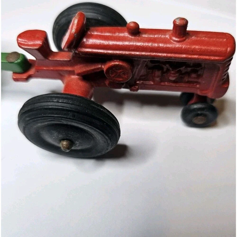 Vintage Slik Toys Farm Red Tractor w/ Green Wagon Trailer Toys